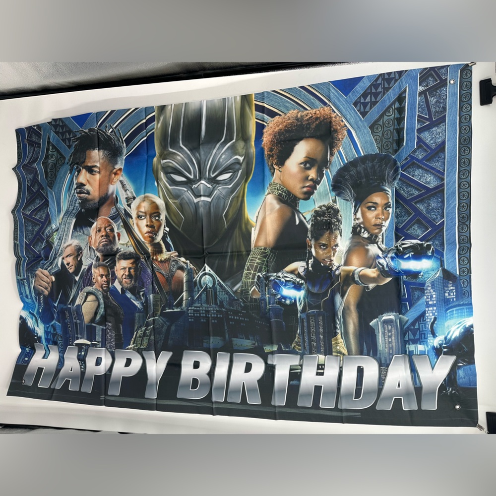 Black Panther Happy Birthday Backdrop Banner 5x3Ft